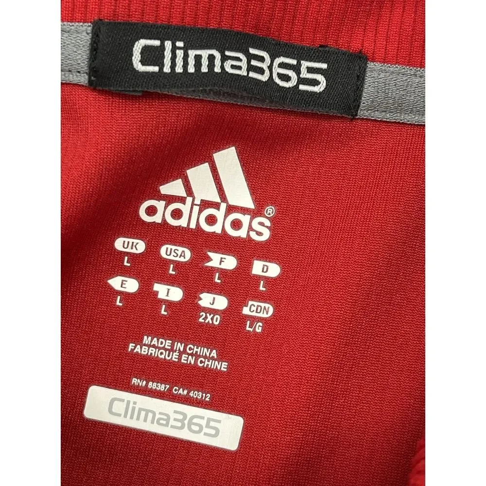 adidas clima 365 Men's Large Red Long Sleeve Pull Over Shirt Button L‎